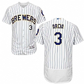 Milwaukee Brewers #3 Orlando Arcia White Strip Flexbase Collection Stitched Jersey JiaSu,baseball caps,new era cap wholesale,wholesale hats